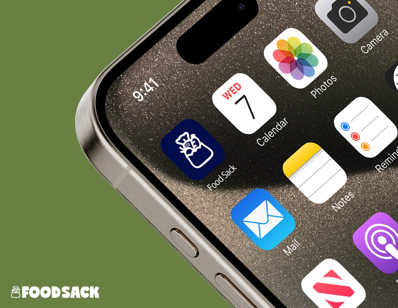 Smartphone displaying the Food Sack app interface with food deals and discounts